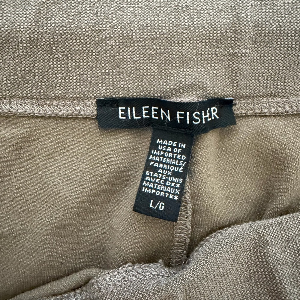 Eileen Fisher Washable Stretch Crepe Ankle Pants Bark Brown Large L Slim Tapered - Picture 3 of 7